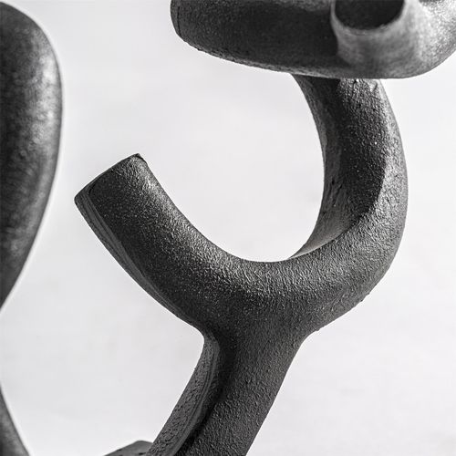 Figure Décorative Contemporaine En Résine Noire Finition Vieux