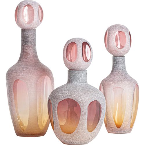 Vase Contemporain En Verre Rose Translucide Décoratif