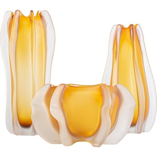 Vase Contemporain En Verre Ambré Finition Translucide