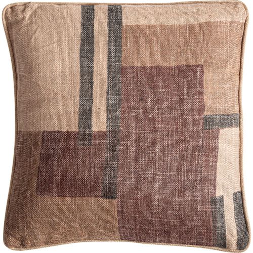 Coussin Beige En Jute Motif Géométrique Style Ethnique Chic