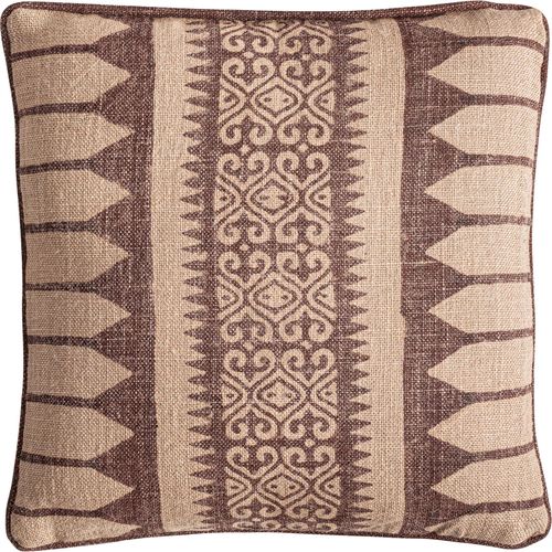 Coussin En Jute Beige Style Classique Aux Motifs Géométriques