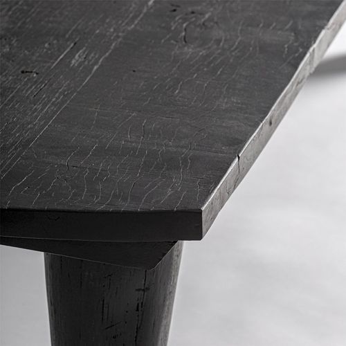 Table Basse Bois Vieilli Noir Style Classique Charme Intemporel