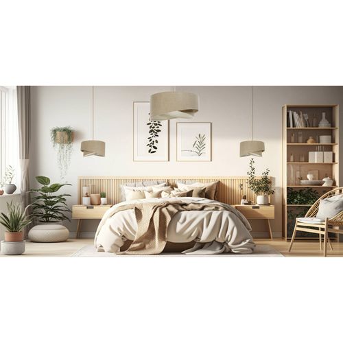 Suspension Bohème En Chanvre Naturel Pour Ambiance Chaleureuse D. 40 Cm - H20 Cm Beige