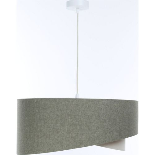 Suspension Boho Tissu Et Lin Naturel Hauteur Ajustable Beige Vert D. 40 Cm - H20 Cm Beige