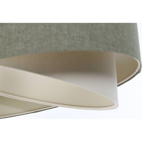 Suspension Boho Tissu Et Lin Naturel Hauteur Ajustable Beige Vert D. 60 Cm - H25 Cm Beige