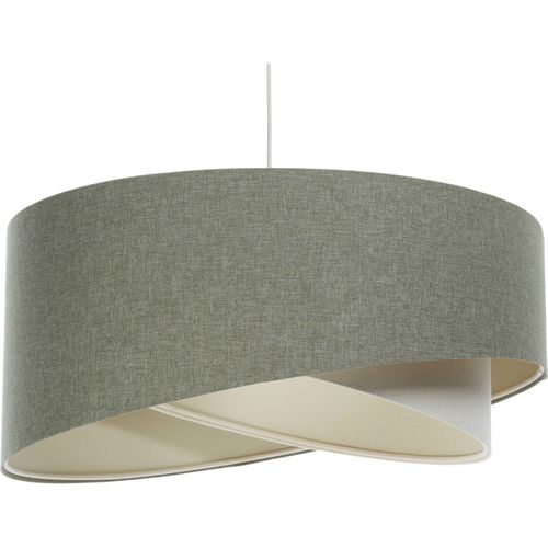 Suspension Boho Tissu Et Lin Naturel Hauteur Ajustable Beige Vert D. 60 Cm - H25 Cm Beige