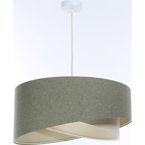 Suspension Boho Tissu Et Lin Naturel Hauteur Ajustable Beige Vert D. 60 Cm - H25 Cm Beige