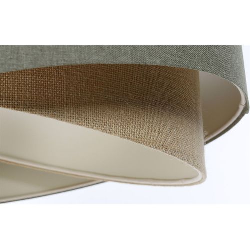 Suspension Boho En Tissu Structuré Et Chanvre Naturel Ajustable D. 45 Cm - H21 Cm Beige