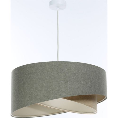 Suspension Boho En Tissu Structuré Et Chanvre Naturel Ajustable D. 45 Cm - H21 Cm Beige