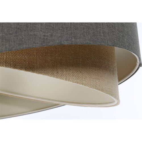 Suspension Bohème Tissu Et Chanvre Réglable Ambiance Chaleureuse D. 45 Cm - H21 Cm Beige