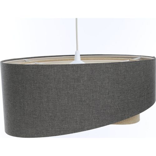 Suspension Bohème Tissu Et Chanvre Réglable Ambiance Chaleureuse D. 45 Cm - H21 Cm Beige