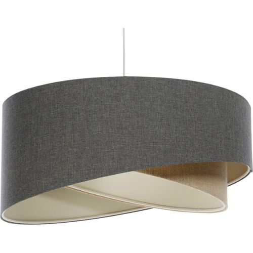 Suspension Bohème Tissu Et Chanvre Réglable Ambiance Chaleureuse D. 60 Cm - H25 Cm Beige