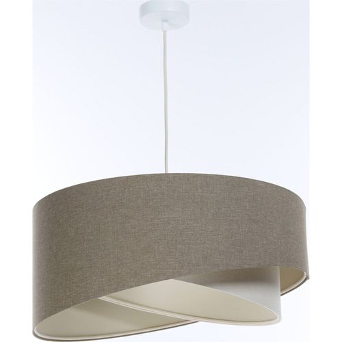 Suspension Bohème Tissu Lin Beige Hauteur Ajustable Ambiance Douce D. 45 Cm - H21 Cm Beige