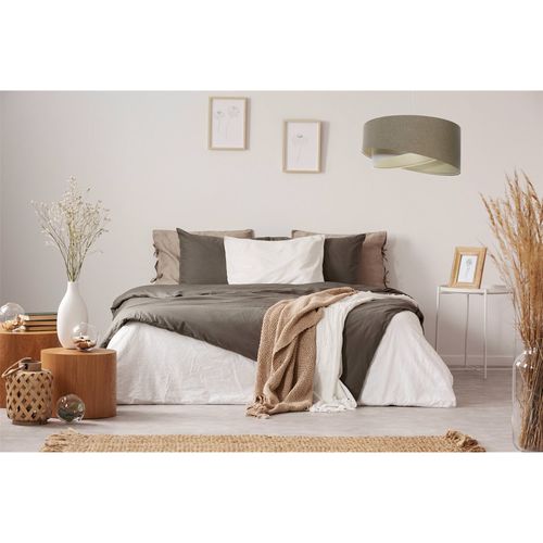 Suspension Bohème Tissu Lin Beige Hauteur Ajustable Ambiance Douce D. 60 Cm - H25 Cm Beige