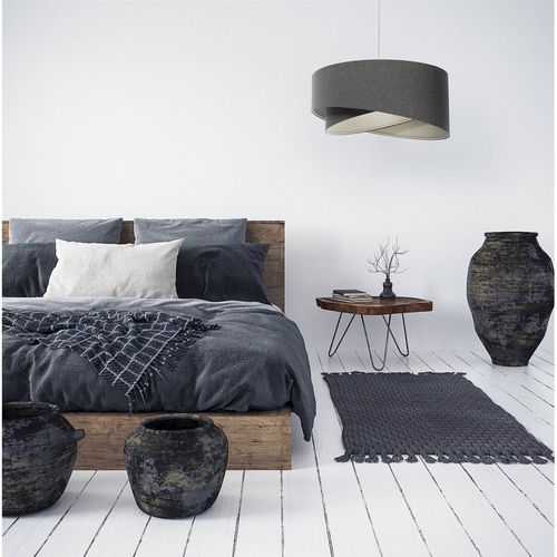 Suspension Bohème Tissu Crème Réglable Ambiance Chaleureuse D. 40 Cm - H20 Cm Beige