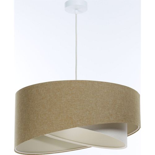 Suspension Bohème En Lin Naturel Effet Tissu Crème Ou Moutarde D. 45 Cm - H21 Cm Beige