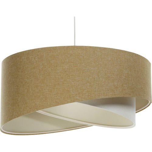 Suspension Bohème En Lin Naturel Effet Tissu Crème Ou Moutarde D. 60 Cm - H25 Cm Beige