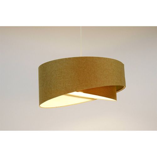 Suspension Boho Tissu Crème Ajustable Ambiance Chaleureuse D. 40 Cm - H20 Cm Beige