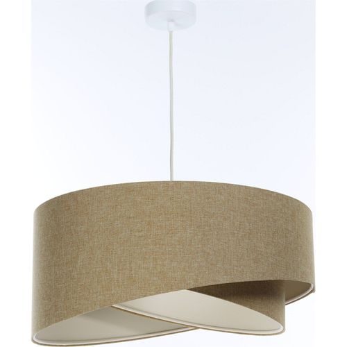 Suspension Boho Tissu Crème Ajustable Ambiance Chaleureuse D. 60 Cm - H25 Cm Beige