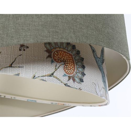 Suspension Bohème Tissu Crème Hauteur Réglable Ambiance Chaleureuse D. 40 Cm - H20 Cm Vert