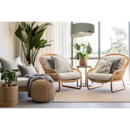 Suspension Bohème Tissu Crème Hauteur Réglable Ambiance Chaleureuse D. 40 Cm - H20 Cm Vert