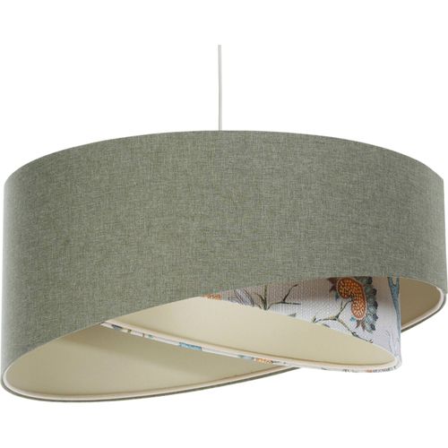 Suspension Bohème Tissu Crème Hauteur Réglable Ambiance Chaleureuse D. 40 Cm - H20 Cm Vert