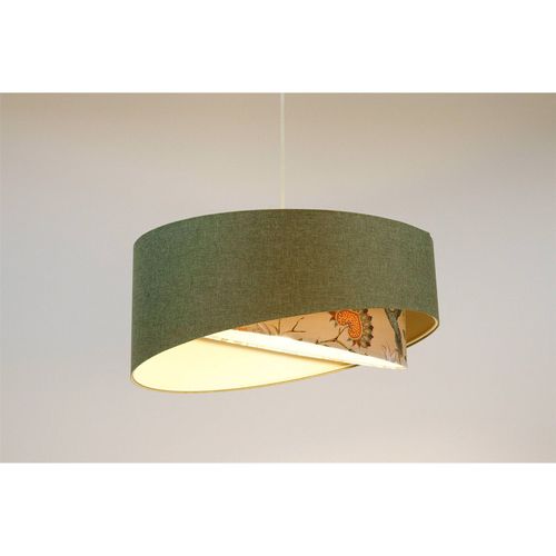 Suspension Bohème Tissu Crème Hauteur Réglable Ambiance Chaleureuse D. 60 Cm - H25 Cm Vert