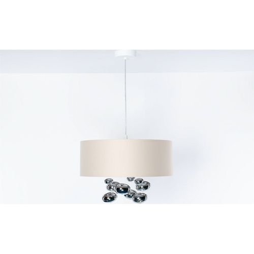 Suspension Satin Crème Élégante Avec Boules Décoratives Argentées D. 40 Cm - H16 Cm Beige