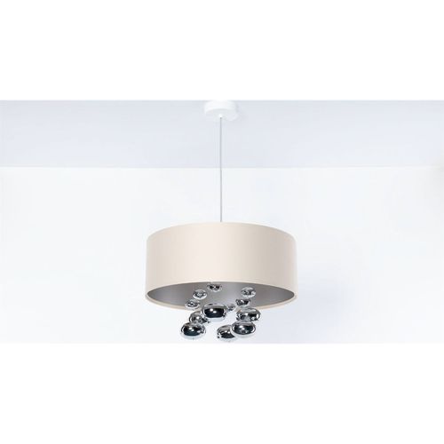 Suspension Satin Crème Élégante Avec Boules Décoratives Argentées D. 40 Cm - H16 Cm Beige