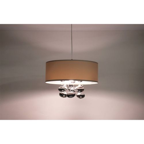 Suspension Satin Crème Élégante Avec Boules Décoratives Argentées D. 40 Cm - H16 Cm Beige