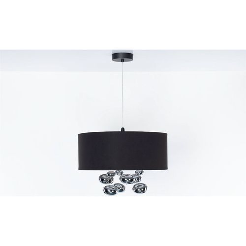 Suspension Élégante Textile Noir Et Boules Décoratives Argentées D. 40 Cm - H16 Cm Noir