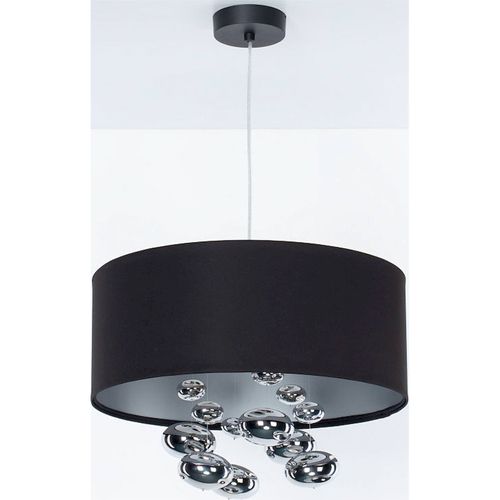 Suspension Élégante Textile Noir Et Boules Décoratives Argentées D. 40 Cm - H16 Cm Noir