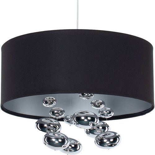 Suspension Élégante Textile Noir Et Boules Décoratives Argentées D. 40 Cm - H16 Cm Noir