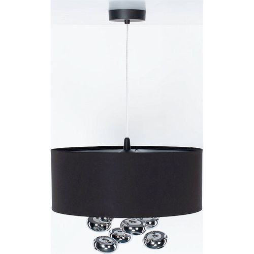 Suspension Élégante Textile Noir Et Boules Décoratives Argentées D. 40 Cm - H16 Cm Noir