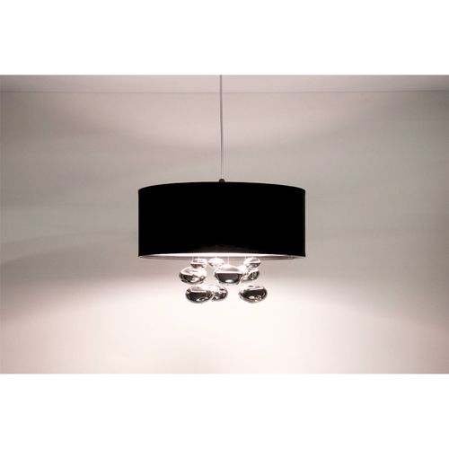 Suspension Élégante Textile Noir Et Boules Décoratives Argentées D. 40 Cm - H16 Cm Noir