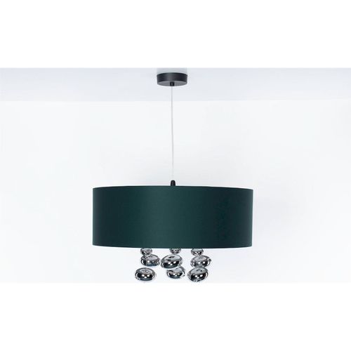 Suspension Élégante Vert Bouteille Et Boules Argentées Décoratives D. 40 Cm - H16 Cm Vert