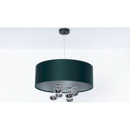 Suspension Élégante Vert Bouteille Et Boules Argentées Décoratives D. 40 Cm - H16 Cm Vert