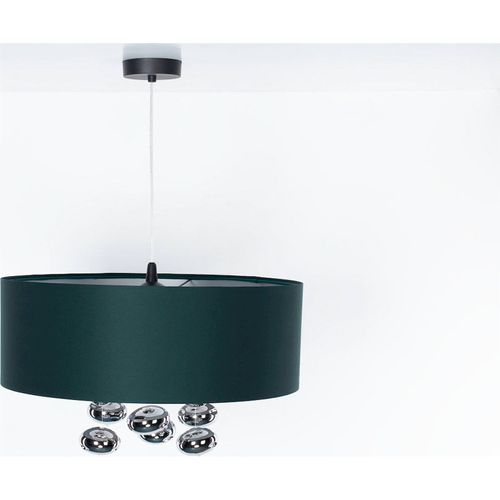 Suspension Élégante Vert Bouteille Et Boules Argentées Décoratives D. 40 Cm - H16 Cm Vert