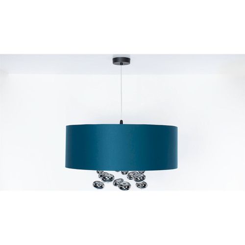 Suspension Élégante Bleu Satin Et Boules Décoratives Argentées D. 40 Cm - H16 Cm Bleu