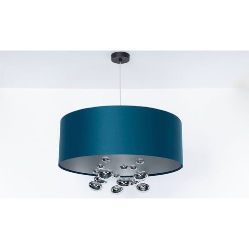 Suspension Élégante Bleu Satin Et Boules Décoratives Argentées D. 40 Cm - H16 Cm Bleu