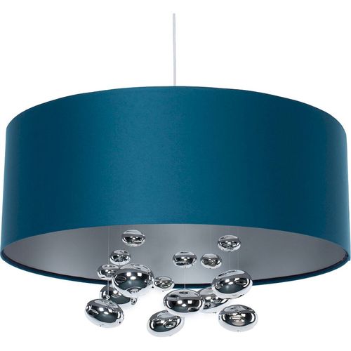 Suspension Élégante Bleu Satin Et Boules Décoratives Argentées D. 40 Cm - H16 Cm Bleu