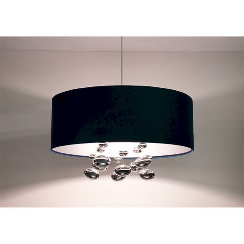 Suspension Élégante Bleu Satin Et Boules Décoratives Argentées D. 40 Cm - H16 Cm Bleu