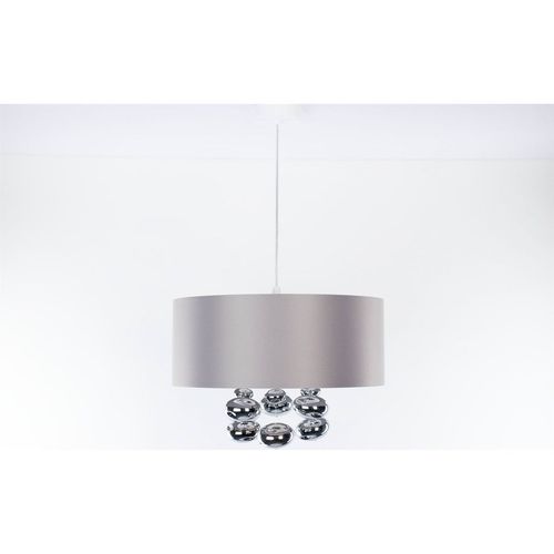 Suspension Design Gris Satiné Avec Boules Décoratives Argentées D. 40 Cm - H16 Cm Gris