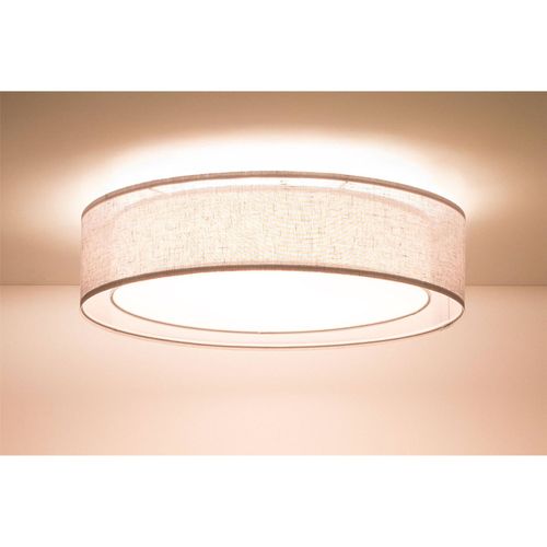 Plafonnier Tissu Double Couche Lumière Douce Et Design Élégant D. 50 Cm - H16 Cm Gris