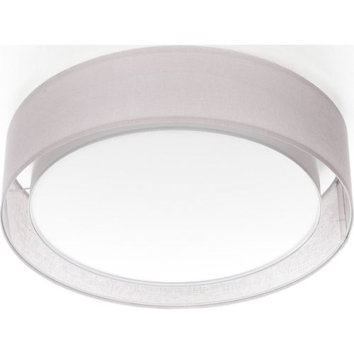 Plafonnier Tissu Double Couche Lumière Douce Et Design Élégant D. 50 Cm - H16 Cm Gris