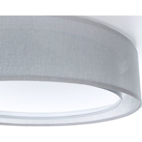 Plafonnier Tissu Double Couche Lumière Douce Et Uniforme D. 50 Cm - H16 Cm Gris