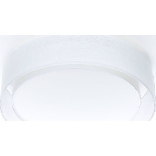 Plafonnier Tissu Double Couche Lumière Douce Effet Uniforme D. 50 Cm - H16 Cm Blanc