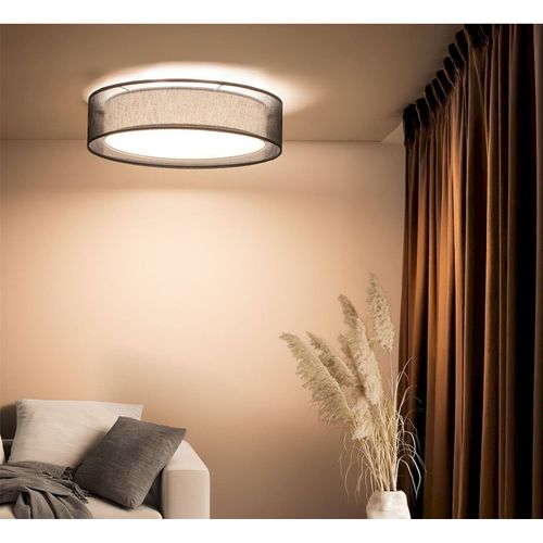 Plafonnier Double Tissu Lumière Douce Pour Intérieur Moderne D. 50 Cm - H16 Cm Noir