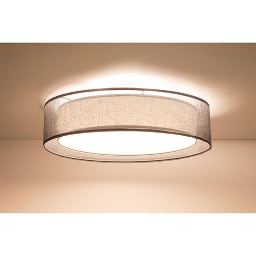 Plafonnier Double Tissu Diffusion Douce Lumière Ambiance Chaleureuse D. 60 Cm - H16 Cm Gris