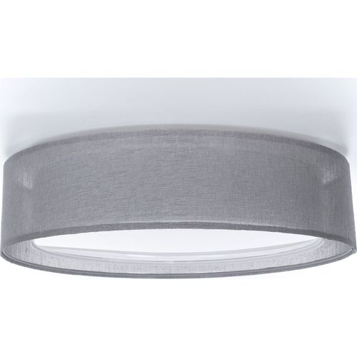Plafonnier Double Tissu Diffusion Douce Lumière Ambiance Chaleureuse D. 60 Cm - H16 Cm Gris